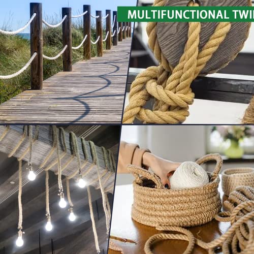 Jute Rope,1 1/2inch x 50 FT Natural Twisted Manila Heavy Duty Hemp Ropes for Crafts,Swing for Tree,Gardening, Bundling, Hammock, Nautical, Tug of War, Railings, Home Decorating - size: 1 1/2 inch x 50 FT