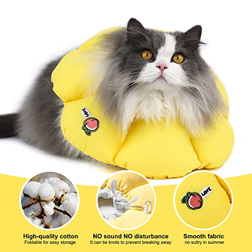 HiDREAM Cat Cone Collar,Cute Waterproof Elizabethan e Collar for Cats,Anti-Bite Lick Wound Healing Safety Cat Recovery Collar,Yellow Flower All-Season Style - color: Yellow flowers, size: Large