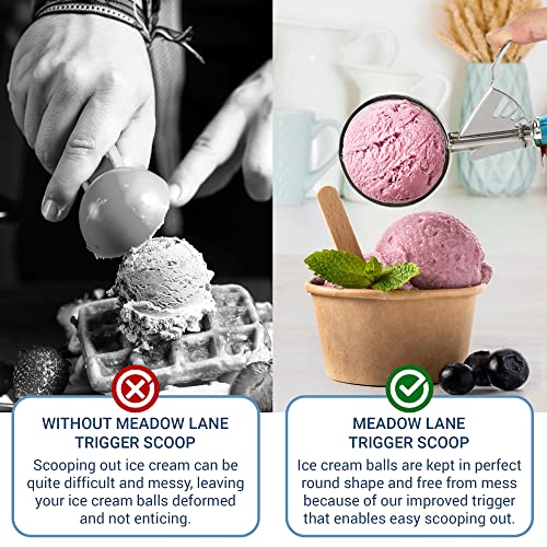 Meadow Lane #24 Ice Cream Disher Scoop, Stainless Steel, Blue | Stainless steel 2.7 Tbsp scoop has a reinforced trigger and non-slip handle; dishwasher-safe for ice cream, dough and more. - color: Blue