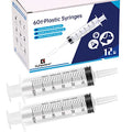 12 Pack 60ml Plastic Syringe for Scientific Labs, Measuring Liquids, Pets, Oil or Glue Applicator - size: 60ml-12Pack