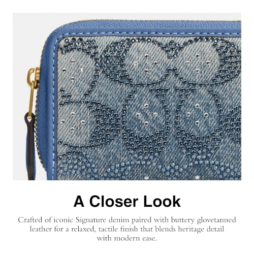 Essential Small Zip Around Card Case in Crystal Signature Denim - color: Denim, size: One Size
