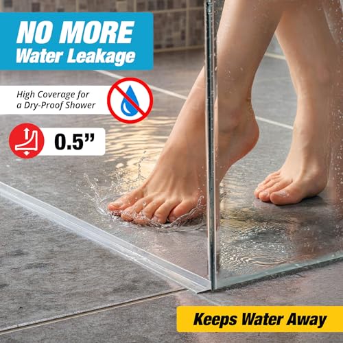 Shower Threshold Water Dam Barrier 67" - Transparent Collapsible Walk in Shower Water Guard - Door Bottom Seal Strip Leak Guard by Hippo Dam