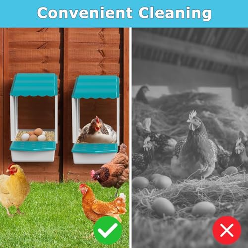 Chicken Nesting Boxes, 1 Hole Laying Boxes,1 Nest Mat, Plastic Roll Away Chicken Nest Box, Egg Roll Out with Perch Eggs Protected Collection Area, Poultry Modular House Egg Coop Nest Perch - size: 19.9"L x 12.0"W x 5.9"H