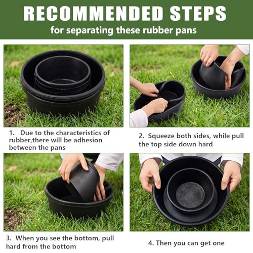 Sadnyy 4 Pcs Rubber Feed Pan 1 Quart/0.25 Gallon and 4 Quart/1 Gallon Utility Horse Feed Bucket Chicken Dust Bath Tub Livestock Water Trough Bowl for Chickens Ducks Goats Dogs Pigs Farm Small Animal - size: 1 Quart/0.25 Gallon and 4 Quart/1 Gallon