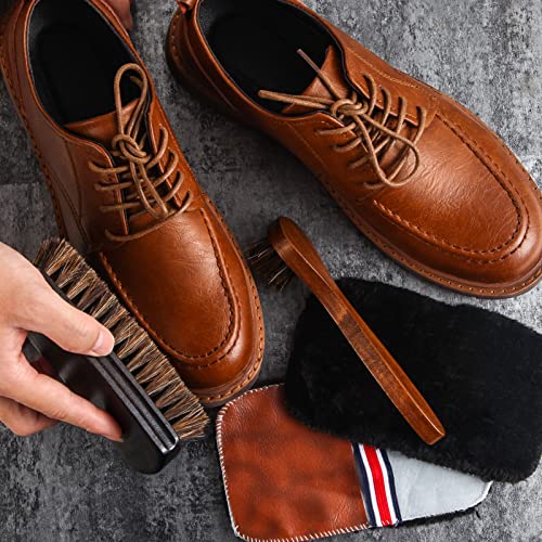 4 Pcs Horsehair Shine Shoes Brush Kit Polish Dauber Applicators Cleaning Leather Shoes Boots Care Brushes Suede Cleaner Brush with Microfiber Shoe Gloves(4 Pcs Style D) - style: 4 Pcs Style D