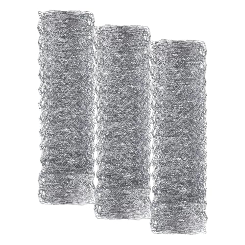 Chicken Wire 13.7 in x 236 in Poultry Wire Netting Hexagonal Galvanized Mesh Garden Fence Barrier for Craft Projects, Pet Rabbit Chicken Fencing (Pack of 3) - color: Silver, size: 13.7"x236"+0Ties (Pack of 3)