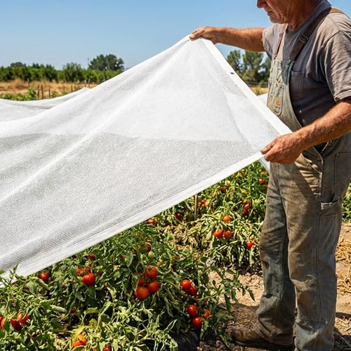6.6 x 6.6 Ft Plant Sun Shade Cloth, 60% Shading White Sun Protection Net | Tear Resistant Garden Sunshade Cloth Cover with Reinforced Grommets for Protecting Plants from Direct Sunlight - color: 2x2m