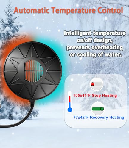 Bird Bath Heater, 70W De-Icer Submergible Deicer Birdbath Water Heater Thermostatic Control Power Saving for Birdbath Farm Livestock Drinking Outdoors in Winter - color: 70W De-Icer
