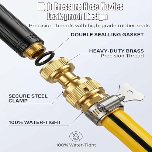 2PCS Home High pressure Car Wash Water Gun, Adjustable High Pressure Jet Sweeper Spray Nozzle with Leak-Proof Design，Applicable to Garden high Pressure hose Nozzle for Car Wash, Lawn, Patio Cleaning