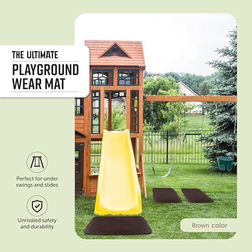 Playsafer Playground Safety Rubber Wearmat for Swingsets and Slides - 1" Thick X 24" W X 40" L (1 Pack, Brown) - color: Brown, size: 1 Pack (40" L x 24" W x 1" Thick)