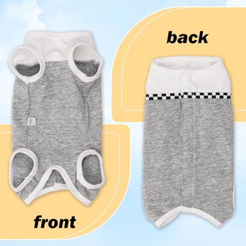 Dog Surgical Suit - Recovery Onesie for Dogs After Surgery, Spayed Female/Male Puppy, Breathable Anti-Lick Clothes, Alternative to Cone(Grey and White-XXS) - color: grey and white, size: XX-Small
