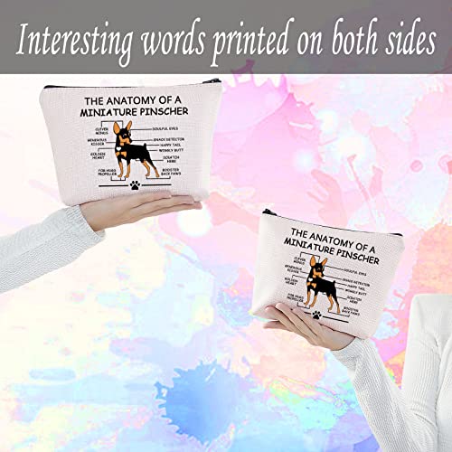 LEVLO Funny Miniature Pinscher Lovers Gifts - The Anatomy of A Pinscher Clever Minds Cosmetic Bags - Veterinary Mom Travel Toiletry Bags