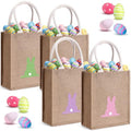 Honeydak 4 Pcs Easter Baskets for Kids Bunny Burlap Easter Tote Gift Bags with Handle Jute Stripe Rabbit Gift Bags for Kids Egg Hunt Game Spring Party Supplies - style: Polka Dot Bunny