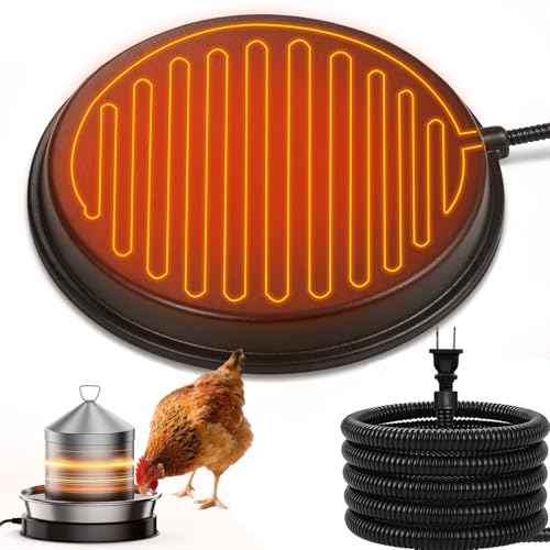 Poultry Chicken Water Heater - KOKOPRO Poultry Water Heater Base for Winter,14 Inch for Plastic/Metal Poultry Waterer,Thermostatically Controlled Heated Waterer 80W,Chicken Coop Accessories