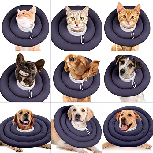 IDOMIK Dog Recovery Collar, Waterproof Soft Dog Cone After Surgery | Comfy Protective Elizabethan Collar Alternative for Dogs Cats, Adjustable Pet Neck Donut Cone Anti-Licking Wounds,Grey,S - color: Grey, size: S