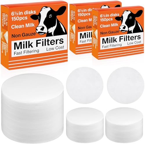 Hahafelt 300 Pack Milk Filter Discs for Raw Milk Strainer, 6-1/2 in Od Quick Flow Non-gauze Replacement Filter Discs for Strainer
