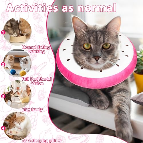 Cat Cone Collar Soft, Cat Recovery Cone (Dragonfruit, S) | Stop Licking, Cute Kitten Donut Collar After Surgery, Elizabethan Collars for Kittens, Lightweight Cats Neck Cones - color: Dragonfruit, size: Small