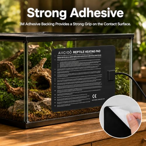 Aiicioo Reptile Heating Pad - Hermit Crab Heater Heat Mat for Reptiles Snake Lizard Terrarium 16 Watt (Pack of 2) - size: 8" X 12"(16W) (Pack of 2)