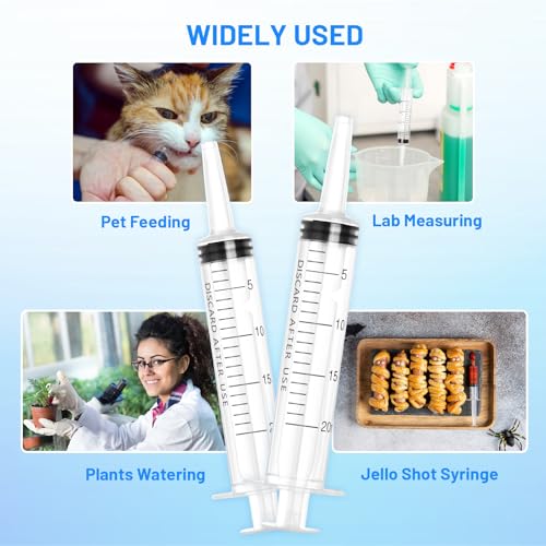 20ml Plastic Syringe with Cap, Large Syringes without Needle for Liquid, Scientific Labs, Measurement, Pet Feeding ,Ink Refilling ,Oil or Glue Applicator, Individually Wrapped (10 Pack) - style: 20ml