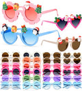 Sumsun Kids Sunglasses Bulk Party Favors 24 Packs Boys Girls Age 3-8 with UV400 Protection for Birthday Graduation Party Supplies (Grid 16 Pack) - style: Color-24pairs-christmas