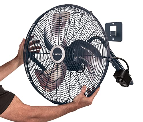 Lasko 20" High Velocity Wall Mount Fan with Pivoting Head - 3 Speeds, Remote Control, Ideal Wall Mount Fan or Floor Fan for Home, Garage, Attic, Gray/Silver H20610 - color: Gray/Silver