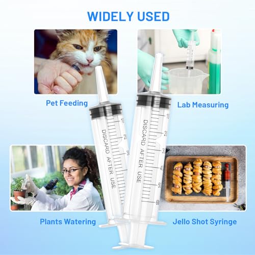 60ml Plastic Syringe with Cap, Large Syringes without Needle for Liquid, Scientific Labs, Measurement, Pet Feeding ,Ink Refilling ,Oil or Glue Applicator, Individually Wrapped (10 Pack) - style: 60ml