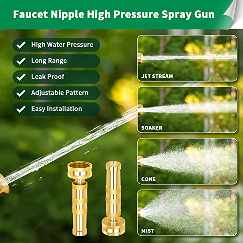 AUTOMAN Brass Hose Nozzle – High Pressure Jet Nozzles 3 Pack, Heavy Duty Sprayer for Garden Hoses, Adjustable Spray Gun,Solid Twist Water Hose Nozzle for Patio, Lawn, Car Wash, Extra 10 Rubber Washers - size: Brass Twist Nozzle-3 Pack