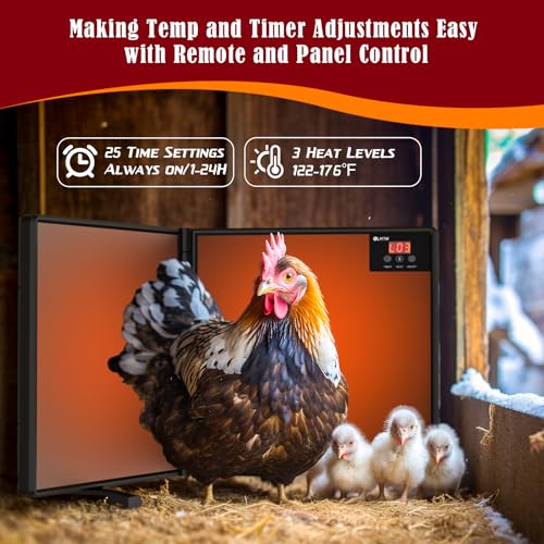 Chicken Coop Heater for Winter with Remote APP Control, 30''x12'' Large Foldable Chicken Heaters Warmer Inside Coop with Adjustable Timer Temp, 180W Safe Flat Panel Radiant Heater for Chickens Coops