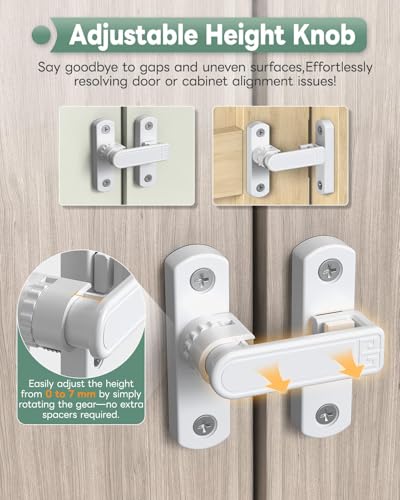 Adjustable Barn Door Locks, 90/180 Degree Gate Latch, White-2 Pcs | Home Security Sliding Door Latch for Bedroom, Barn, Cabinet, Garden & Fence - color: White-2 Pcs