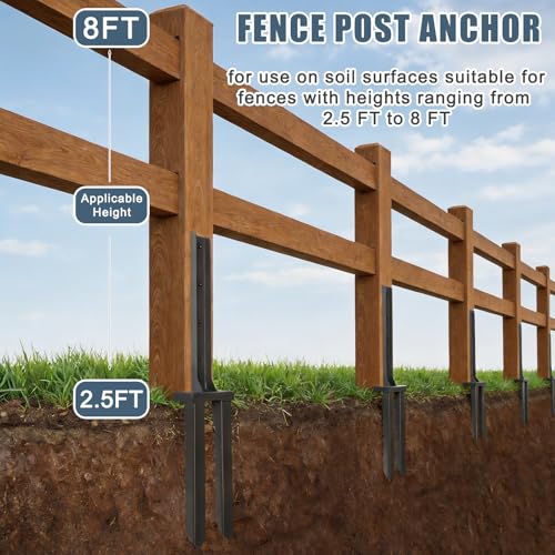 2Pcs Fence Post Repair Kit, Quick Fix Broken/Leaning Wood Post | Heavy Duty Steel Fence Post Anchor, Wavy Design Fence Post Repair Stakes