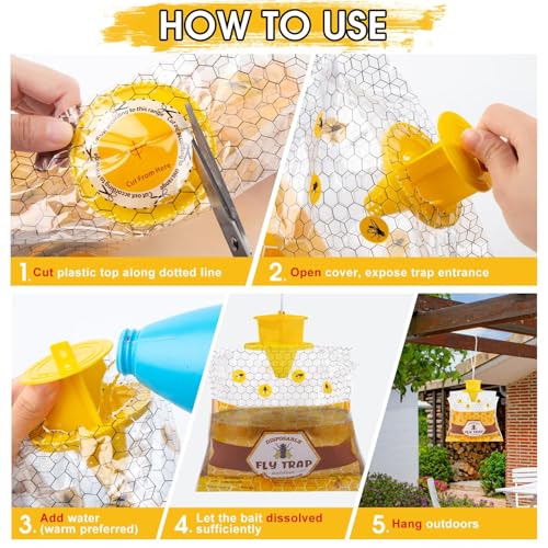 Disposable Hanging Fly Traps Outdoor Bags with Dissolvable Bait-8 Pack | 30g Pre-Baited Fly Hunter for Flying Insects, Weatherproof Outdoor Fly Bags, Fly Catcher for Chicken Coop Barn Ranch Farm - size: 8 Packs