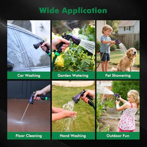 RESTMO Garden Hose Nozzle Heavy Duty, Hose Spray Nozzle for Garden Hose | Zinc Alloy, 6 Adjustable Watering Patterns, Leakproof, Anti-slip, ldeal for Watering Plants, Washing Cars & Pets, Purple - color: Purple