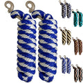 Majestic Ally Polypropylene Lead Rope with Removable Nickel Bolt Snap, 5/8 x 10 ft, for Horses and Livestock, 2 Pack (Royal Blue -White) - color: Royal Blue -White