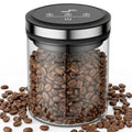 Vacuum Coffee Canister, One-touch Operation with Display, Standby Time Over 4500H, Vacuum Coffee Canister Suitable for Grain/Sugar/Tea Leaves/Flour, 1.2L Capacity with Large Feed Opening - size: 1.2L
