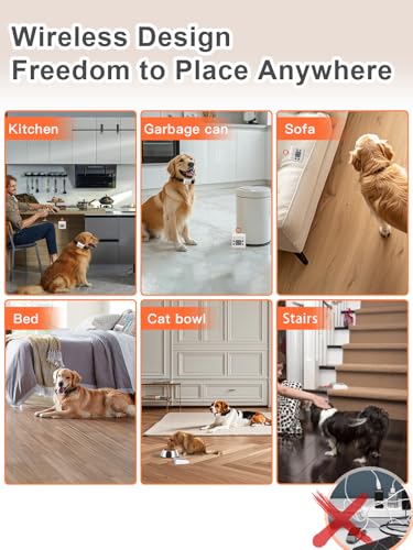FLYSPEAR Wireless Pet Barrier with 2 Transmitters - Rechargeable Indoor Barrier with 6 Adjustable Range Radius up to 7 ft, 6 Adjustable Safe Static Intensity, Electric Fence System for Dogs with Hook