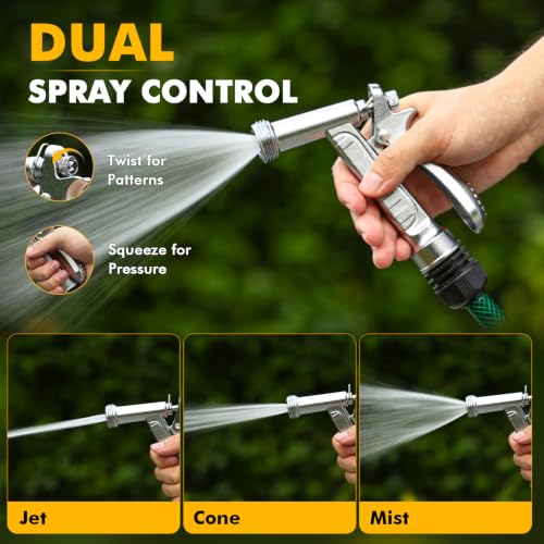 RESTMO 2 Pack 100% Metal Rust-Proof Chrome Garden Hose Nozzle Heavy Duty | 5X Lifespan Zinc Alloy Pistol Grip Hose Sprayer Nozzle, Leak Proof, Threaded Front, Idea for Car Washing, Plant Watering - size: 2 Pack