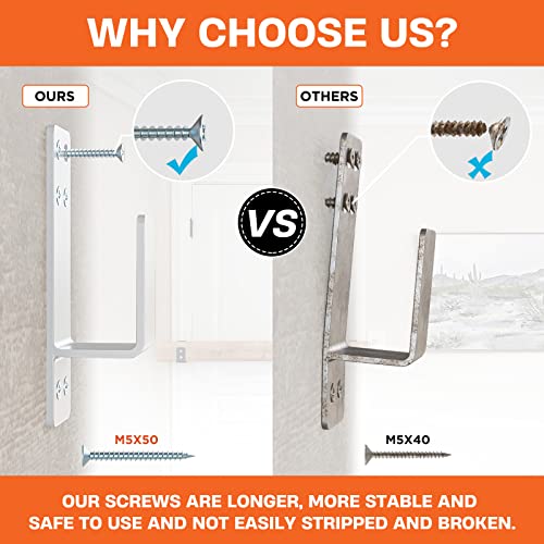2x4 Door Barricade Brackets, Heavy Duty 2pcs, White | Door Bar Holder Brackets for Home Security - color: White