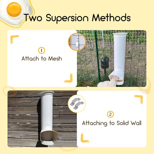 Automatic Chicken Feeder, 7lb Large PVC No Waste Chicken Feeder | Weatherproof Poultry Feeder with Solid Construction & Rain Cover, Easy Install & Clean, Ideal for 4-6 Chickens