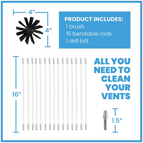 The Professional Dryer Vent Cleaner Kit -(20-Feet) Innovative Lint Remover Reusable Strong Nylon| Flexible Lint Brush with Drill Attachment for Faster Cleaning - size: 20 feet