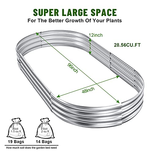 Land Guard 8×4×1 ft Galvanized Raised Garden Bed Kit，Raised Garden Boxes Outdoor, Oval Metal Raised Garden Beds for Vegetables…… - color: 1-silver, size: 8×4×1ft(1pcs）