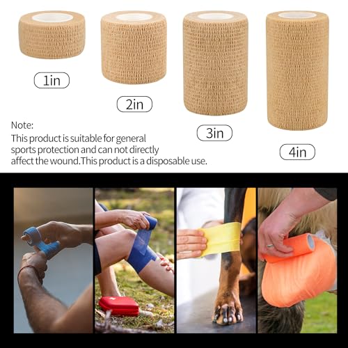 6pcs 2in Self Adhesive Bandage Wraps, 12 Colors, 5 Yard Wraps for Sports - color: 6pcs Black