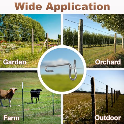 1/4" Fence Wire Tightener Kit, 20 Pcs 6mm Clips with Fence Tensioner Handle | Includes 20 Fence Clips and 1 Tightener Handle for Tensioning and Repairing Wire Fences on Farms, Gardens, Yards and Pastures