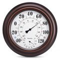 [Outdoor/Indoor] Thermometer Hygrometer, 10-inch Large Analog Wall Mounted Temperature and Humidity Monitor Gauge for Home, Patio, Garden, Garage, Cellar - Weatherproof & Easy to Read (Bronze)