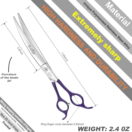 High-end Professional Dog Grooming Curved Scissors Pet Curved Shears 7.5 Inches Extremely Very Sharp Made Of Stainless Steel Alloy By Hand For Dog Cat Groomer - color: 7.5inch Curved Shears