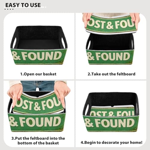 Storage Baskets Felt Foldable Storage Cube Shelf Bins Organizer Box for Kids Toys Magazine Books Clothes Office Bedroom Closet Babies Nursery organizing 2-Pack Lost and Found Vintage Rusty Metal Sign - color: Lost&Found