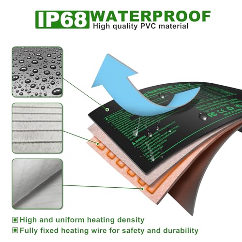 Seedling Heat Mat with Built-in Temperature Controller (2 Pack), 10" x 20.75" Plant Heating Pad with Thermostat for Indoor Seed Starting Germination Hydroponics Waterproof - size: 10" x 20.75" in Thermostat 2 Pack