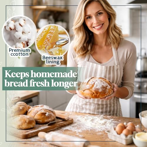 Hushee 2 Pcs Beeswax Bread Bags for Sourdough, XL, William Morris Flower | 13 x 16 Inch Bread Bags for Homemade Bread, Reusable Organic Linen Cotton Storage Bags, Keep Loaves Fresh Longer - style: William Morris Flower
