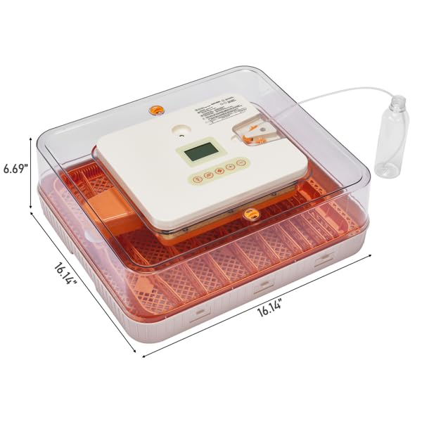 56-Egg Incubator with Automatic Turner, LED Candler, Auto Temp and Humidity Control, 110V, 16.14x16.14x6.69 Inch