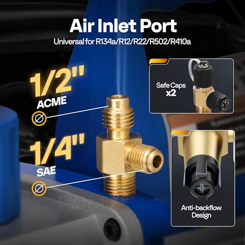 VIVOHOME 110V 1/2 HP 5 CFM Dual Stage Rotary Vane HVAC Air Vacuum Pump | AC Vacuum Pump for Home Automotive Air Conditioner R134a R12 R22 R502 R410a AC System with Oil Bottle - color: Blue, size: 5 CFM