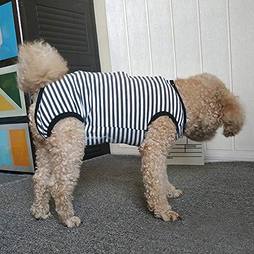 Dog’s Recovery Suit Post Surgery Shirt for Puppy, Wound Protective Clothes for Little Animals(Black White Stripe-XXS) - color: black white stripe, size: XX-Small